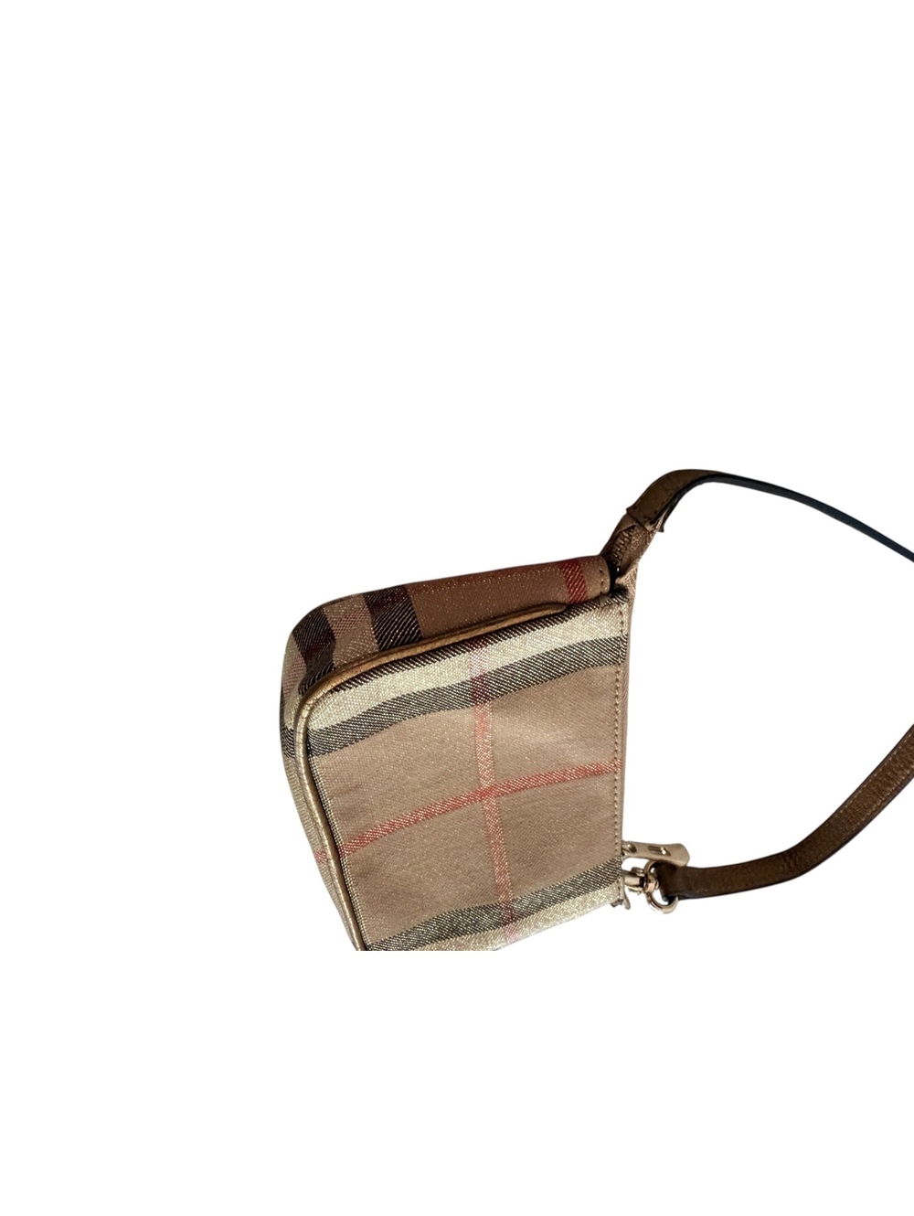 Burberry House Check Wristlet Pouch Nova Check Canvas Leather Zip Clutch - Picture 9 of 10